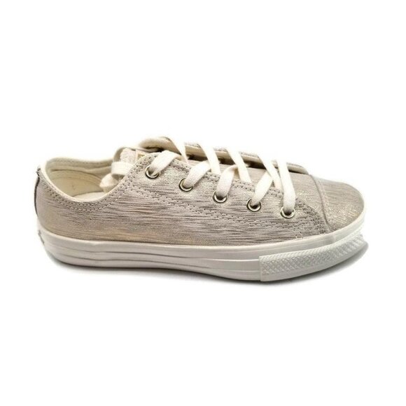 Converse Chuck Taylor All Star Egret Gold Metallic Junior Sneaker Shoe Size 2‎ - Picture 1 of 9